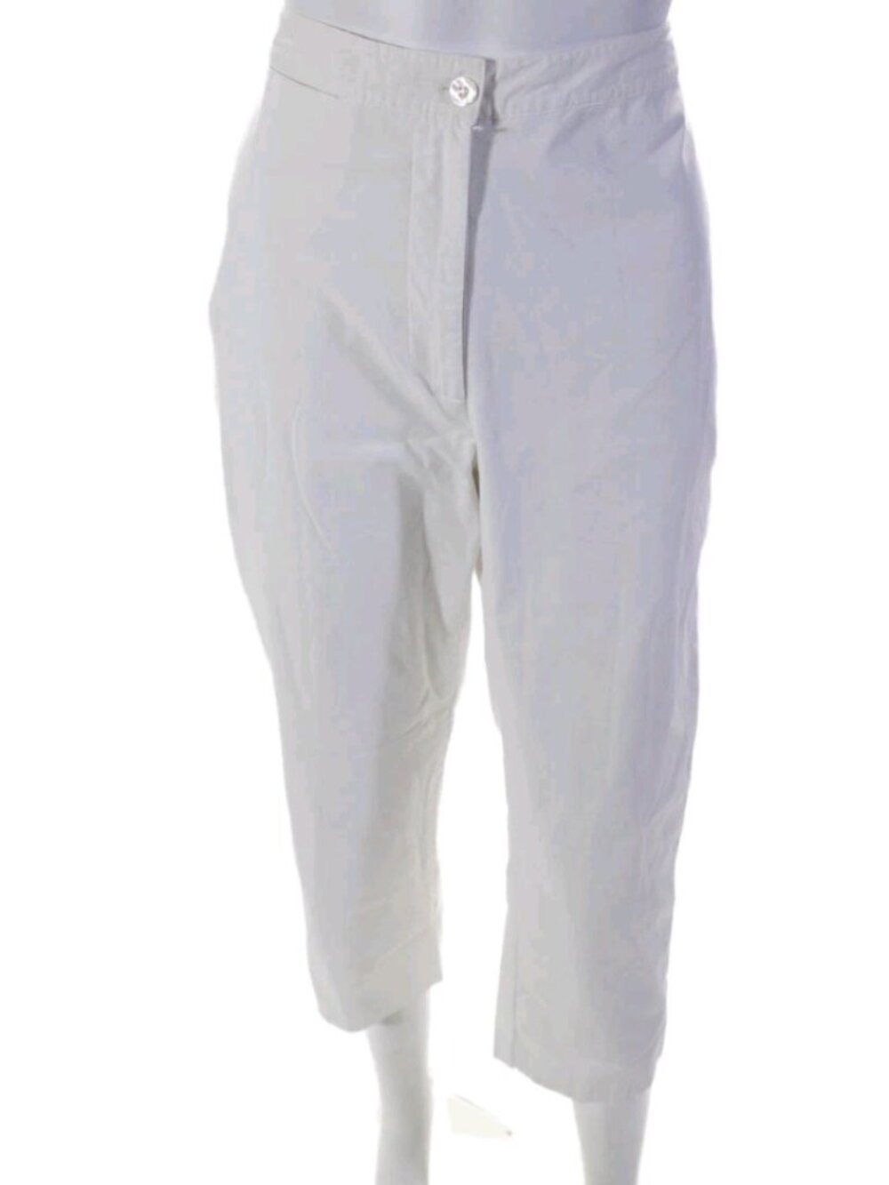 Lilly Pulitzer Embroidered Cotton Button Zip Tapered Cropped Leg Pants White Si - Picture 2 of 8